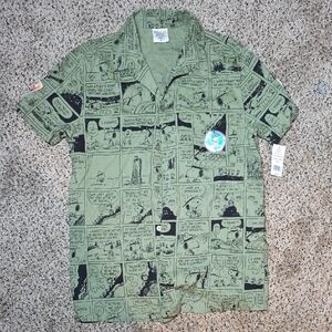 Kohl's Olive Green Peanuts Print Kids Camp Shirt